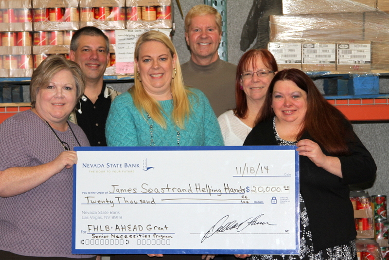 Nevada State Bank, through a partnership with the Federal Home Loan Bank of San Francisco, awarded a $20,000 AHEAD grant to James Seastrand Helping Hands.