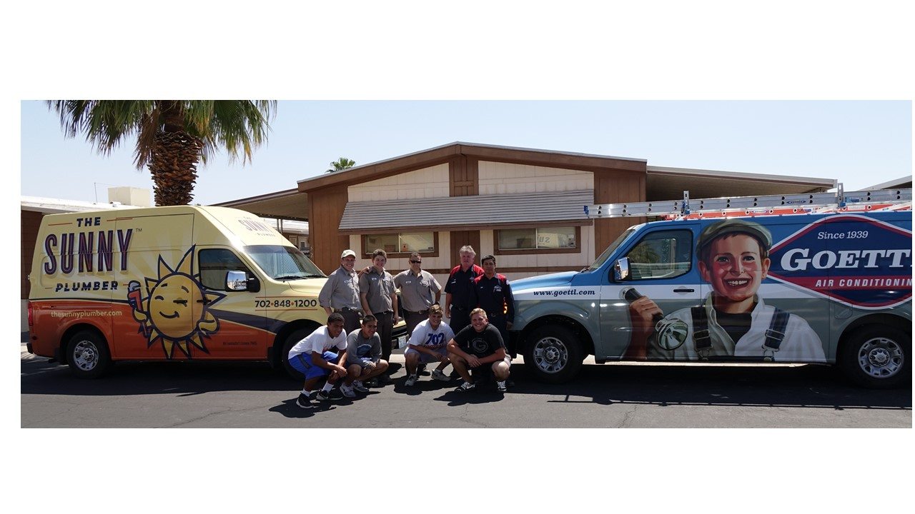 Jim Siler, has been living in the Las Vegas heat without air conditioning or water. Bishop Gorman football and local AC and plumbing companies help out.