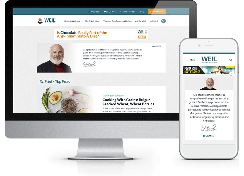 Noble Studios recently launched a new, redesigned version of the popular health and wellness website, https://www.drweil.com.