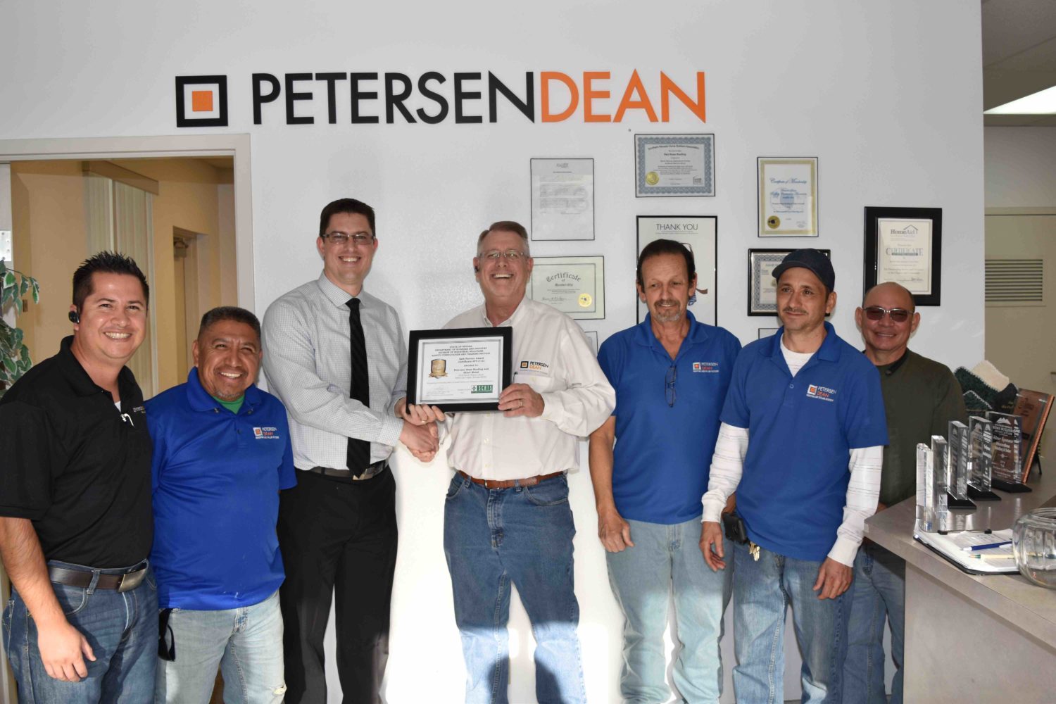SCATS of the State of Nevada Division of Industrial Relations recognized PetersenDean Roofing and Solar with the Safe Partner Award.