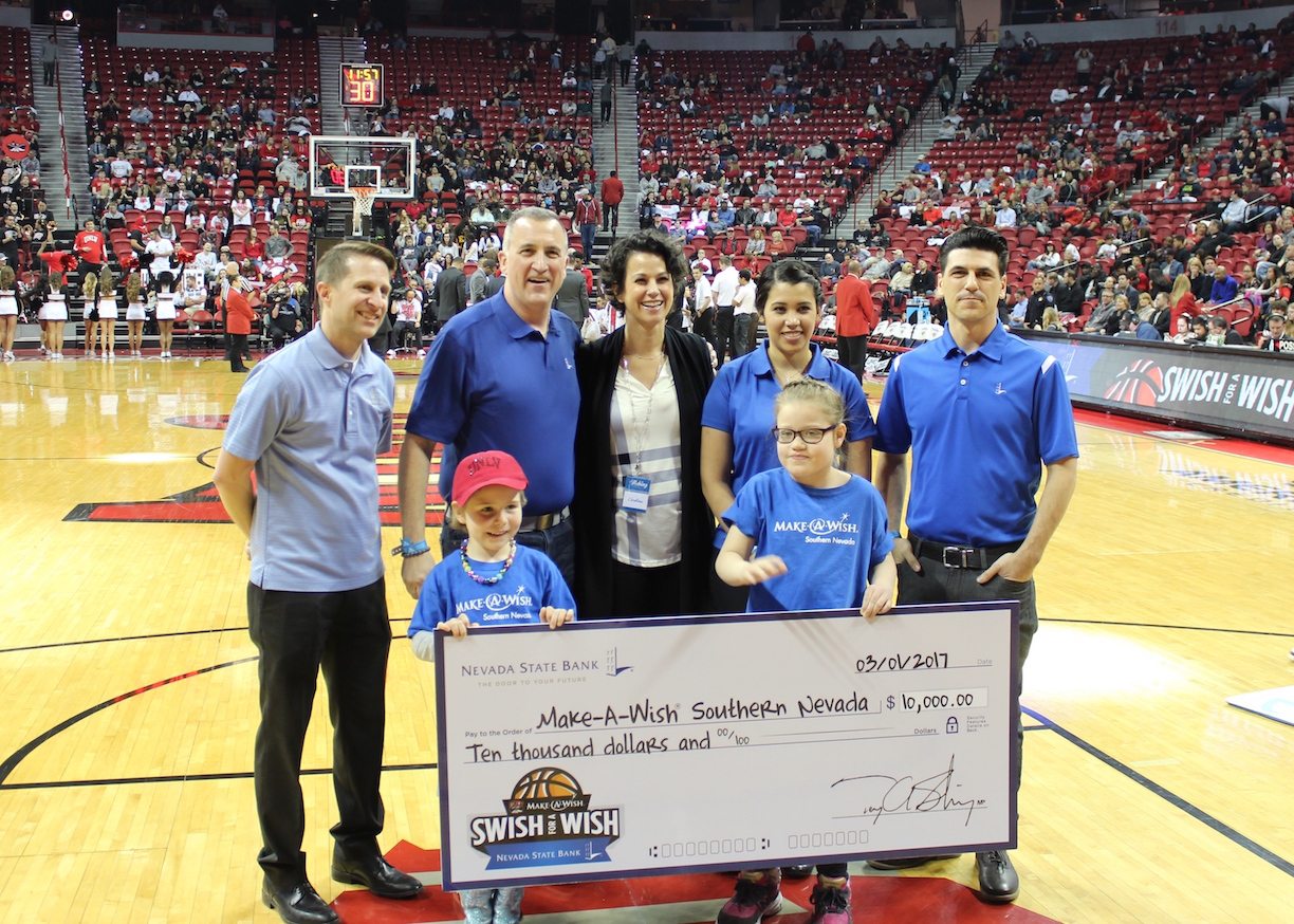 Nevada State Bank presented a check for $10,000 to Make-A-Wish of Southern Nevada.