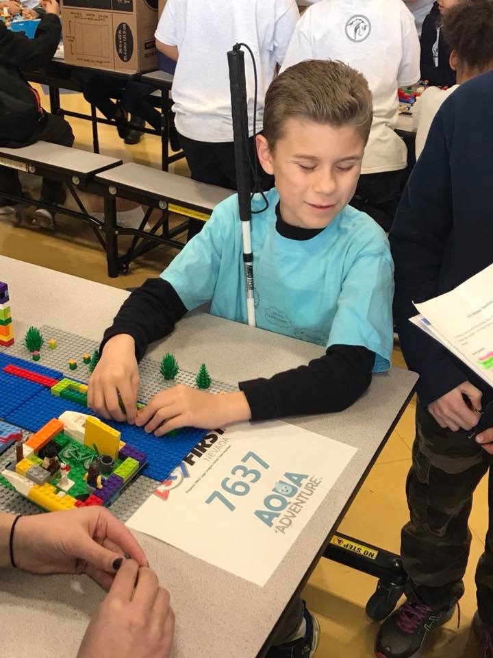 Two teams from Nevada Blind Children’s Foundation (NBCF) were recognized for their entries at the FIRST LEGO Expo robotics competition. The NBCF teams competed against sighted teams of elementary and high school students from local schools and clubs.