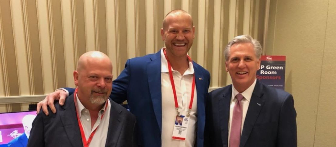 "Big Dan" Rodimer with Republican House Leader Kevin McCarthy and Pawn Star's star Rick Harrison.