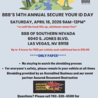 BBB of Southern Nevada Hosts 14th Annual “Secure Your ID Day” to Help Prevent Identity Theft Community Invited to Safely Shred Sensitive Documents on April 18