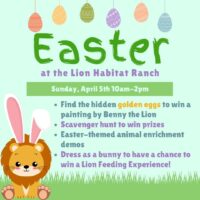 Lion Habitat Ranch Hosts Family-Friendly Easter Celebration With Golden Egg Hunt, Animal Encounters and Prizes